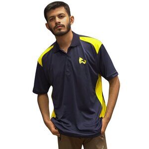 NWT FITN Navy Blue & Maize Yellow Men's Golf Polo